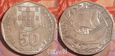 Португалия 50 эскудо 1988 года, KM# 636, 105b-128