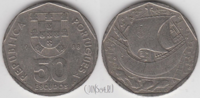 Португалия 50 эскудо 1988 года, KM# 636, 134-095