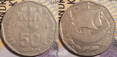 Португалия 50 эскудо 1988 года, KM# 636, 195-006