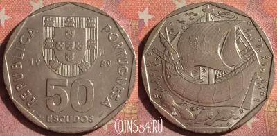 Португалия 50 эскудо 1989 года, KM# 636, 074i-026