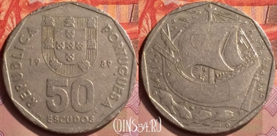Португалия 50 эскудо 1989 года, KM# 636, 416-139