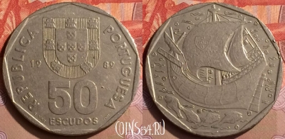 Португалия 50 эскудо 1989 года, KM# 636, 423-117