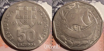 Португалия 50 эскудо 1998 года, KM# 636, a104-038