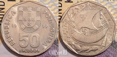 Португалия 50 эскудо 1999 года, KM# 636, 199-079