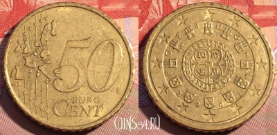 Португалия 50 евроцентов 2002 года, KM# 745, 092b-068
