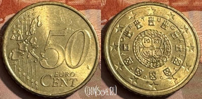 Португалия 50 евроцентов 2002 года, KM# 745, 467s-588