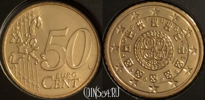 Португалия 50 евроцентов 2005 года, KM# 745, BU, 401l-226