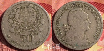 Португалия 50 сентаво 1945 года, KM# 577, 259i-139