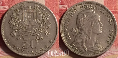 Португалия 50 сентаво 1966 года, KM# 577, 214j-001 ♛