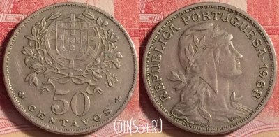 Португалия 50 сентаво 1968 года, KM# 577, 205j-130