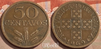 Португалия 50 сентаво 1969 года, KM# 596, 093s-040