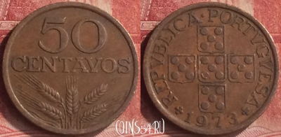 Португалия 50 сентаво 1973 года, KM# 596, 185m-129