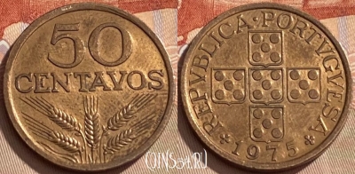 Португалия 50 сентаво 1975 года, KM# 596, 432q-056