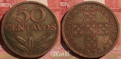 Португалия 50 сентаво 1976 года, KM# 596, 219-030