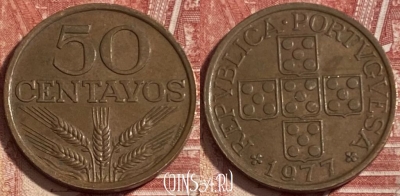 Португалия 50 сентаво 1977 года, KM# 596, 482р-036 ♛