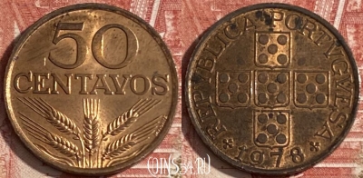 Португалия 50 сентаво 1978 года, KM# 596, 190r-005