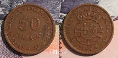 Португальский Мозамбик 50 сентаво 1974 года, KM# 89, 165-009