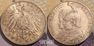 Пруссия 2 марки 1901 года, Ag, KM# 525, 233-058