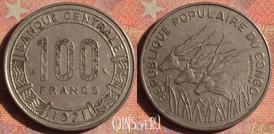 Конго 100 франков 1971 года, KM# 1, 193i-033