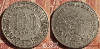 Конго 100 франков 1972 года, KM# 1, 078p-119 ♛