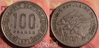 Конго 100 франков 1972 года, KM# 1, 165j-083