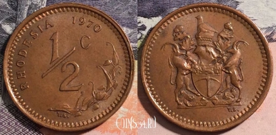 Родезия 1/2 цента 1970 года, KM# 9, 165-081