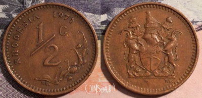 Родезия 1/2 цента 1971 года, KM# 9, 165-082