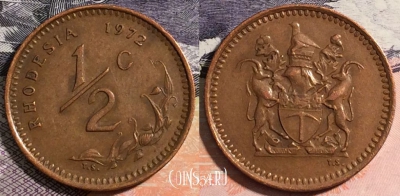 Родезия 1/2 цента 1972 года, KM# 9, 165-083