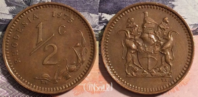 Родезия 1/2 цента 1975 года, KM# 9, 165-084