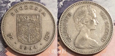 Родезия 1 шиллинг 1964 года, KM# 2, 171-058