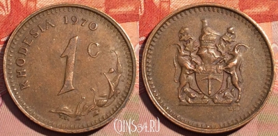 Родезия 1 цент 1970 года, KM# 10, 084c-068