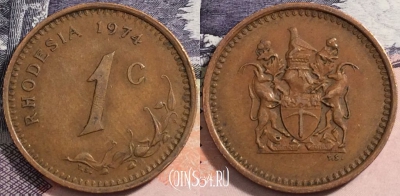 Родезия 1 цент 1974 года, KM# 10, a088-109