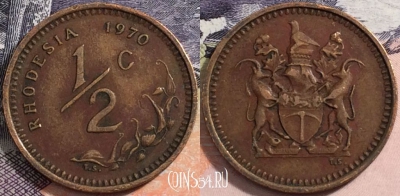 Родезия 1/2 цента 1970 года, KM# 9, a088-110