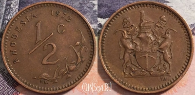 Родезия 1/2 цента 1972 года, KM# 9, a088-111
