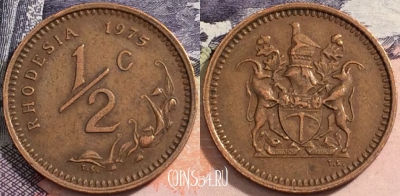 Родезия 1/2 цента 1975 года, KM# 9, a088-112