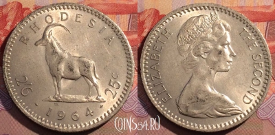 Родезия 2 1/2 шиллинга 1964 года, KM# 4, 118c-038