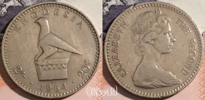 Родезия 2 шиллинга 1964 года, KM# 3, a093-034