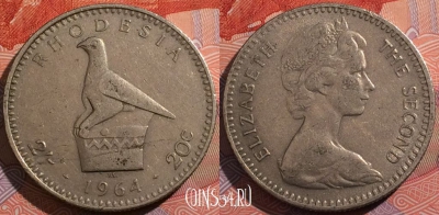 Родезия 2 шиллинга 1964 года, KM# 3, a099-034