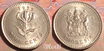 Родезия 5 центов 1975 года, KM# 13, 212a-044