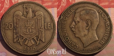 Румыния 20 лей 1930 года, KM# 51, 118c-010