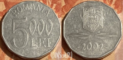 Румыния 5000 лей 2002 года, KM# 158, 463q-367