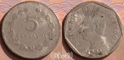 Сальвадор 5 сентаво 1991 года, KM# 154a, 449-099