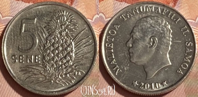 Самоа 5 сене 2010 г., Copper-Nickel, KM# 131, 466q-416 ♛