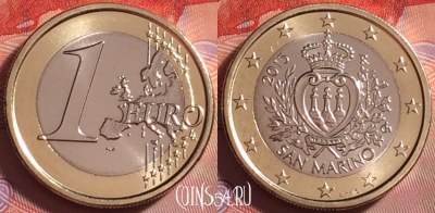 Сан-Марино 1 евро 2015 года, KM# 485, UNC, 285j-143
