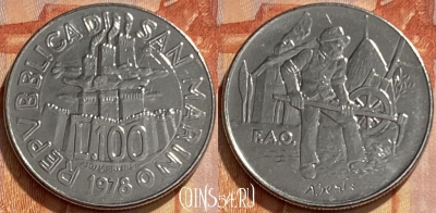 Сан-Марино 100 лир 1978 года, KM# 82, 461q-181 ♛