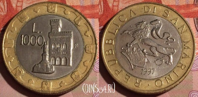 Сан-Марино 1000 лир 1997 года, KM# 368, 180c-007