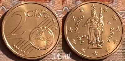 Сан-Марино 2 евроцента 2006 года, KM# 441, UNC, 504s-056