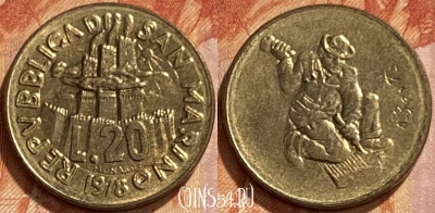 Сан-Марино 20 лир 1978 года, KM# 80, 461q-248 ♛