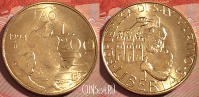 Сан-Марино 200 лир 1994 года, KM# 313, 276-091