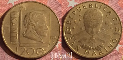 Сан-Марино 200 лир 1996 года, KM# 356, 348-081